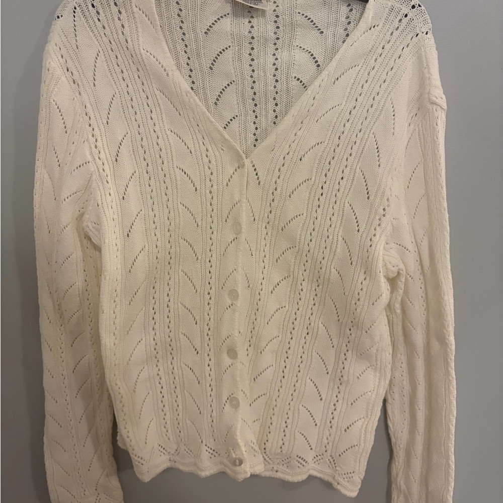 Chic White Button-Up Cardigan